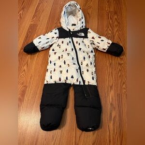The North Face Infant Down Feathers Snowsuit - Black and Cream with Bear Pattern